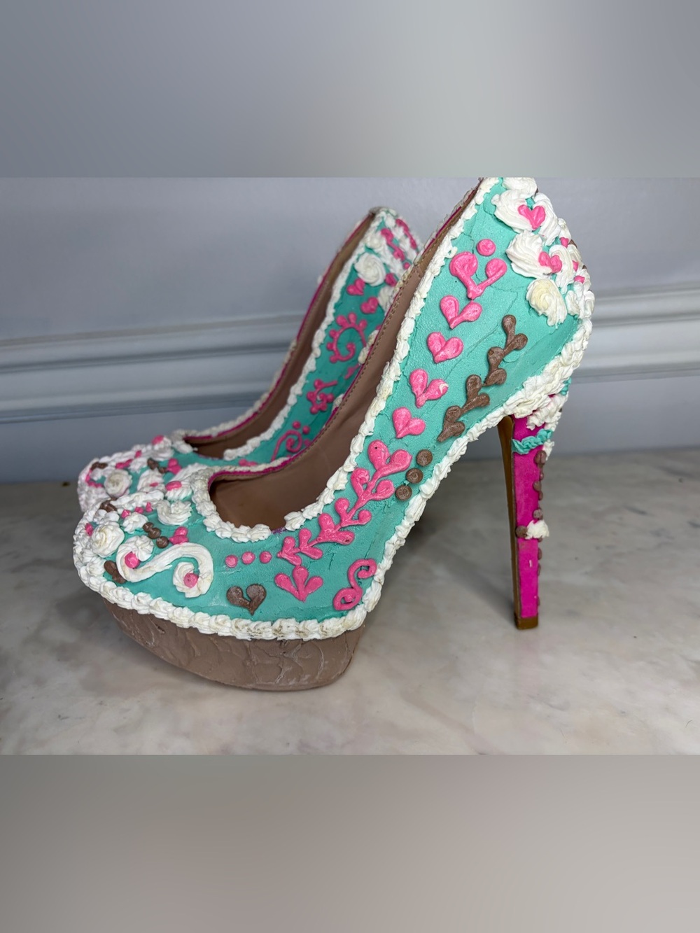 TURQUOISE & PiNk CAKE PLATFORMS HEELS DREAMPAIRS 8/39